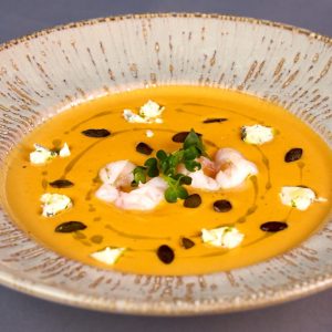 Тыквенный суп с креветкой Pumpkin soup with shrimp